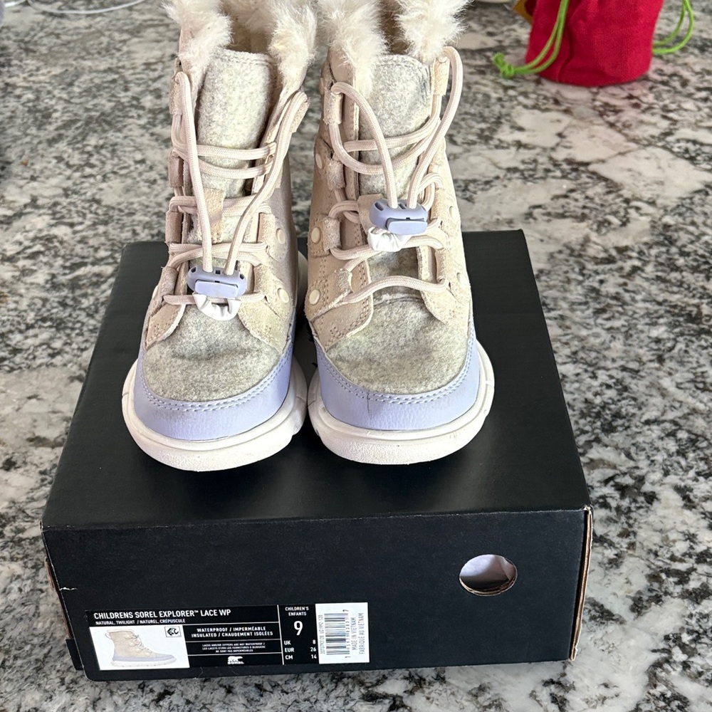 Sorel Kids' Boots - Tan and Light Purple